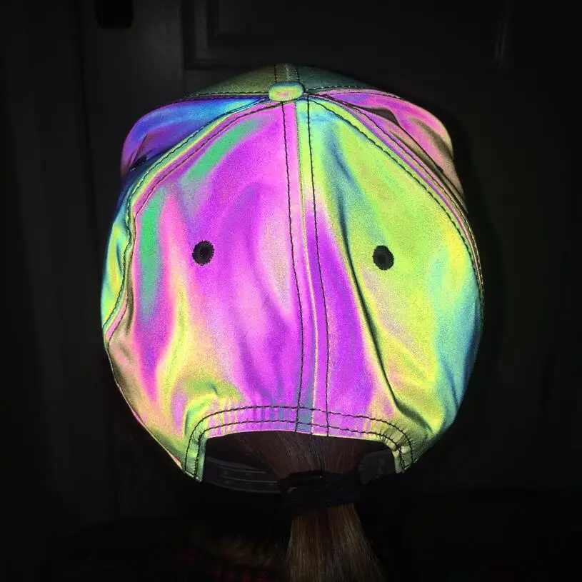 Высококачественный цветной, отражающий бейсболки хип-хоп snapback мужские и женские радужные Цветные Светоотражающие шапки уличная Прямая