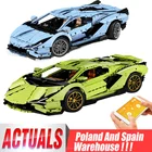 Литая игрушка King 13056 13057 APP RC автомобиль Lamborghinis Sian FKP 37 Roadster, строительный блок, супергоночная модель автомобиля, подарок для детей