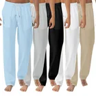 Брюки мужские тонкие однотонные, повседневные Прямые свободные штаны с эластичным поясом, удобные, большие размеры, лето 2021