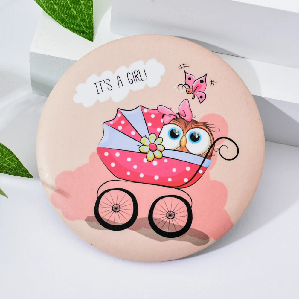 Vicney 1 шт., много стилей, круглое зеркало для макияжа, мультяшный рисунок, портативное компактное карманное косметическое маленькое компактное зеркало для женщин и девушек