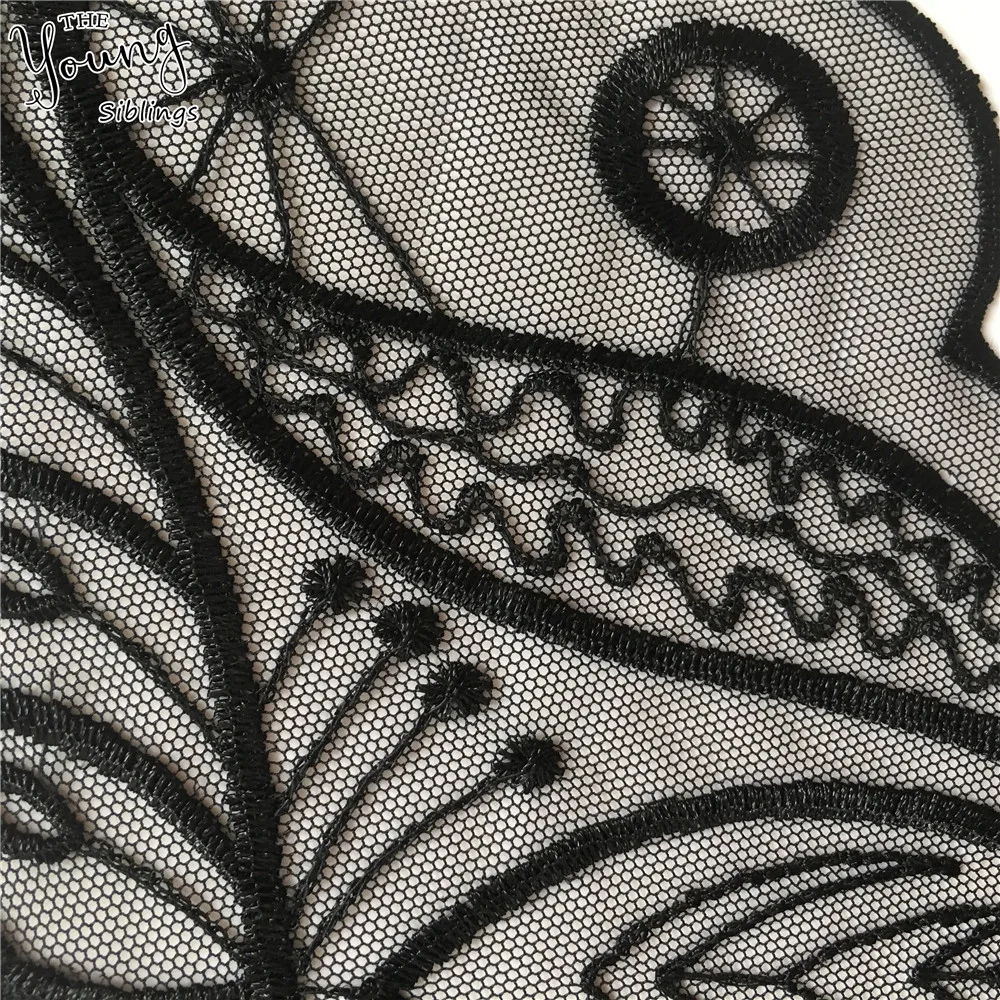 Новое поступление вышивка кружевной воротник черная органза вырез аппликация