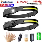 Светодиодный налобный фонарь с датчиком, Головной фонарь со встроенным аккумулятором, перезаряжаемый по USB, 5 режимов освещения, рабочий свет, 300 люмен