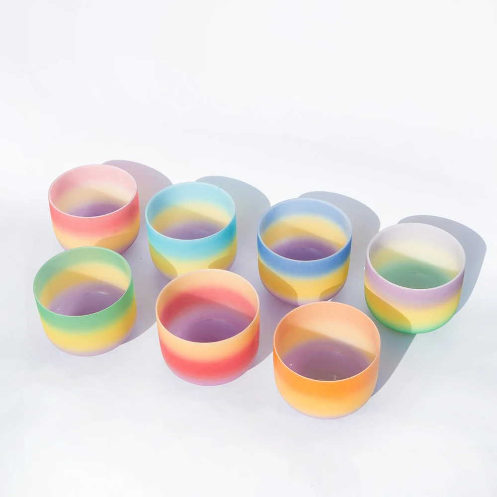 Радужная чакра из матового кварцевого кристалла Note C/D/E/F/G/A/B Поющая 1