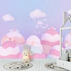 Настенные 3D-обои на заказ, милый розовый мультяшный фон с изображением белого облака, дерева, леса, настенная живопись для детской комнаты, 3D домашний декор