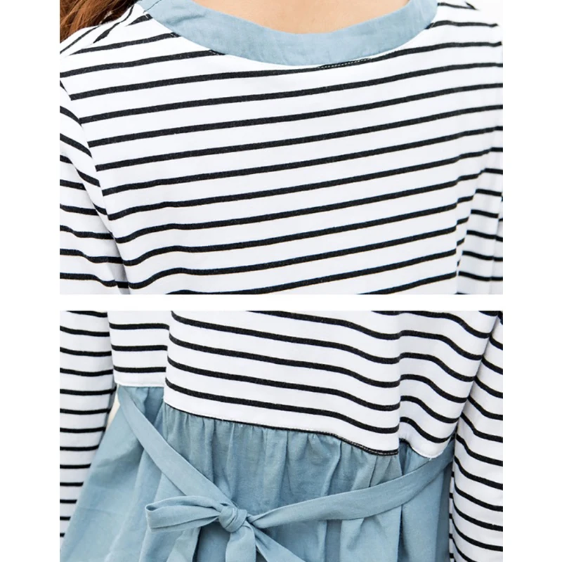 Модная весенняя одежда для беременных лоскутные Футболки с длинным рукавом