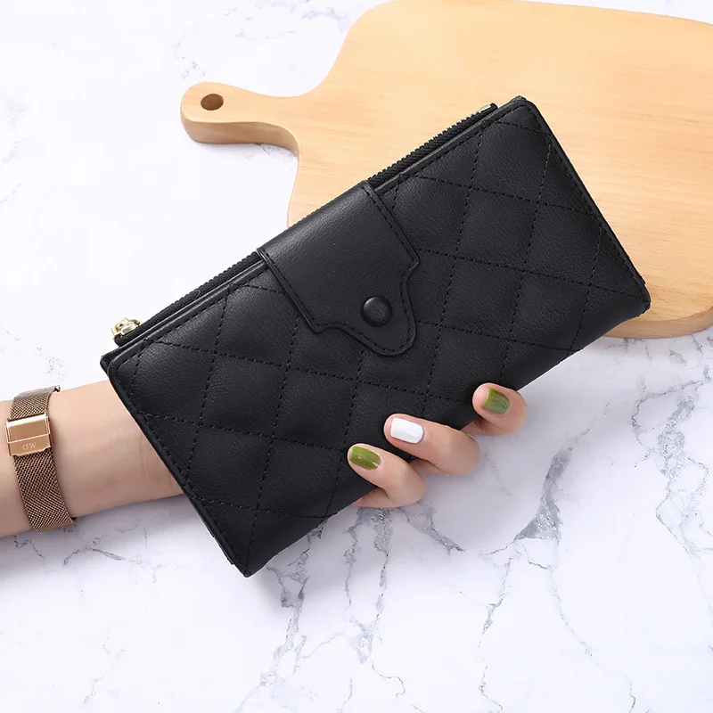 

Long women's wallet Korean version of the new diamond multi-card position solid color large-capacity coin purse
