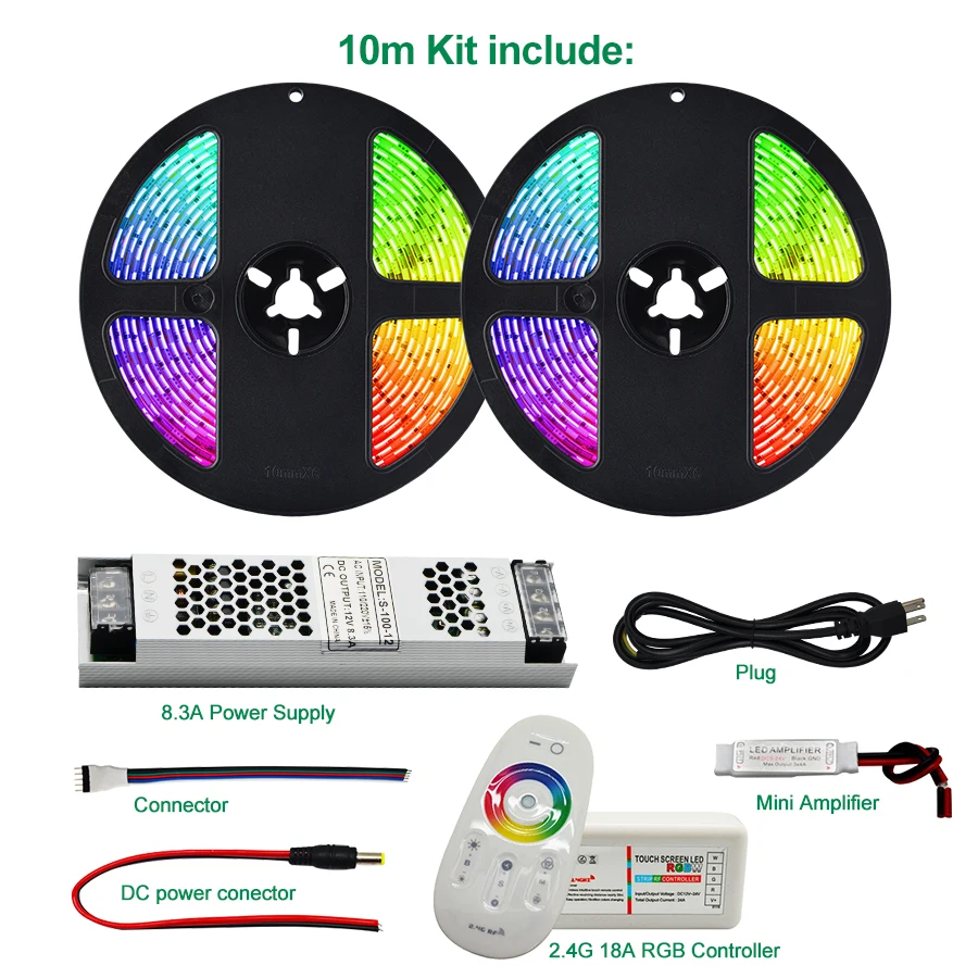 Светодиодная лента 5050 водонепроницаемая RGB RGBW RGBWW светодиодный гибкий ленточный лента+ пульт дистанционного управления RF 2,4G+ блок питания 12 В постоянного тока