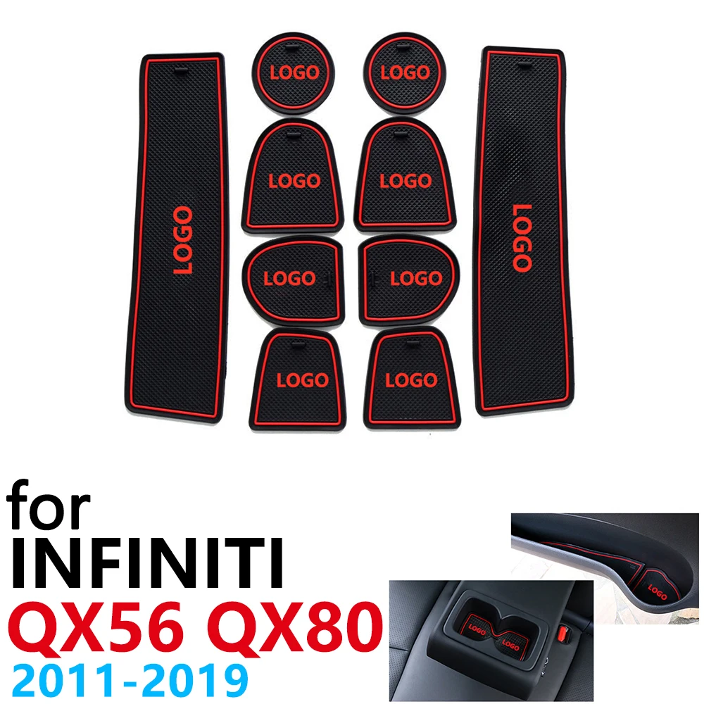 Противоскользящий резиновый подушку для чашки дверной паз коврик Infiniti QX56 QX80 z62 2011