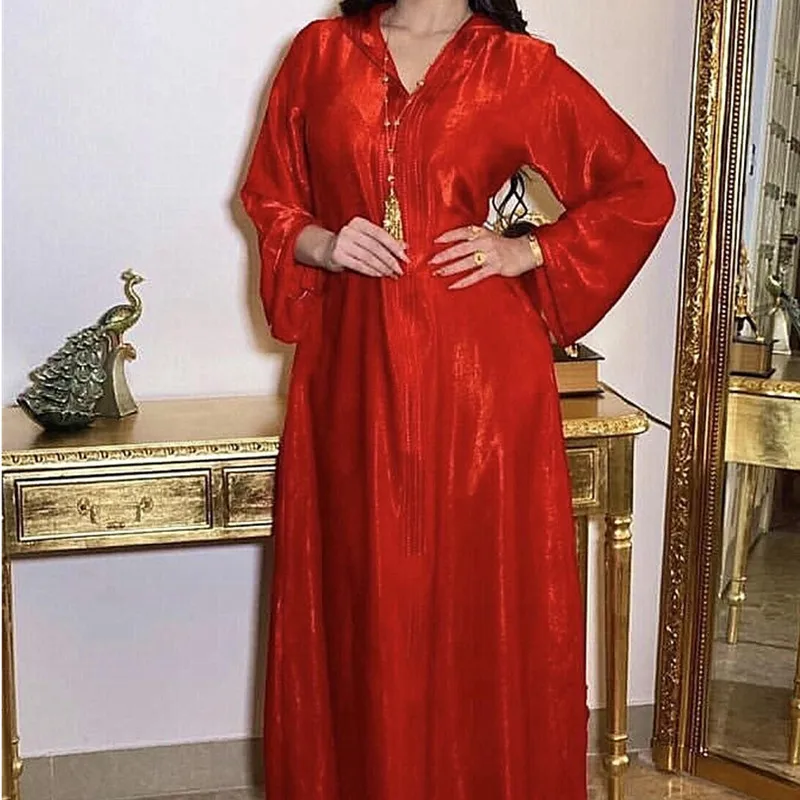 

Dubai Arabic Muslim Abaya Dress for Women Fall Spring 2021 Champagne Moroccan Hooded Robe Turkish Islamic