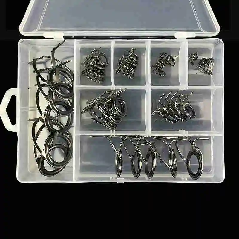 40 Pcs/Set Fishing Rod Guides Tip 8 Sizes Pole Repair Kit Line Rings Eyes Set Stainless Steel Frames | Спорт и развлечения