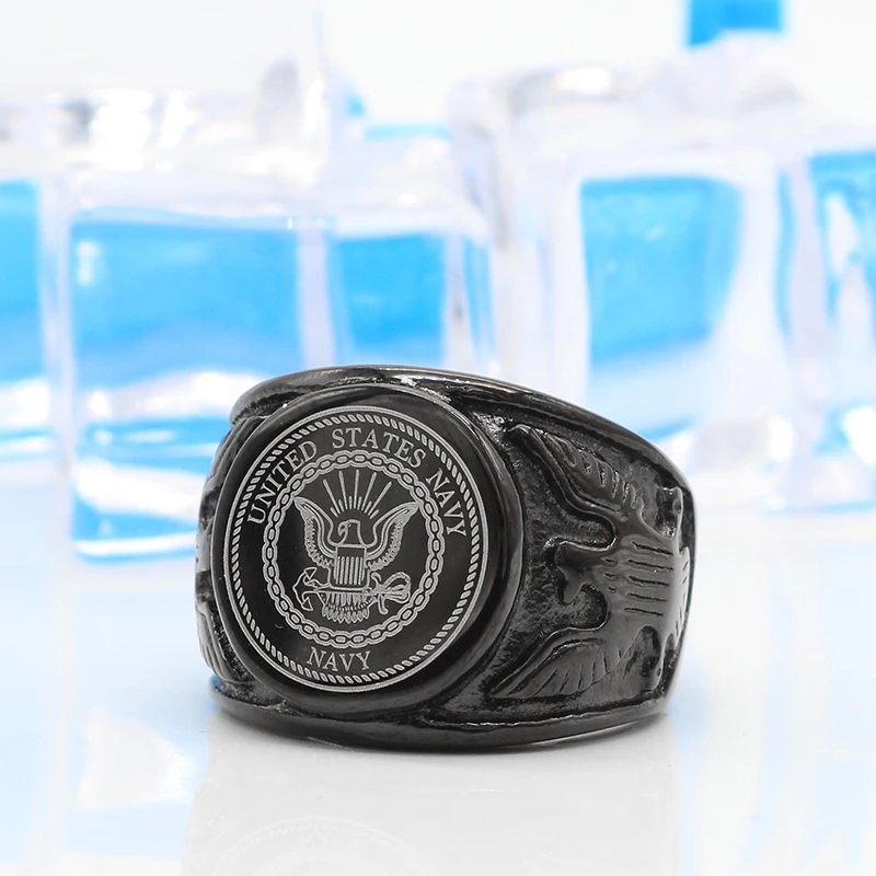 KLDY Орел граница нержавеющая сталь мужское милитари кольцо ВМС США