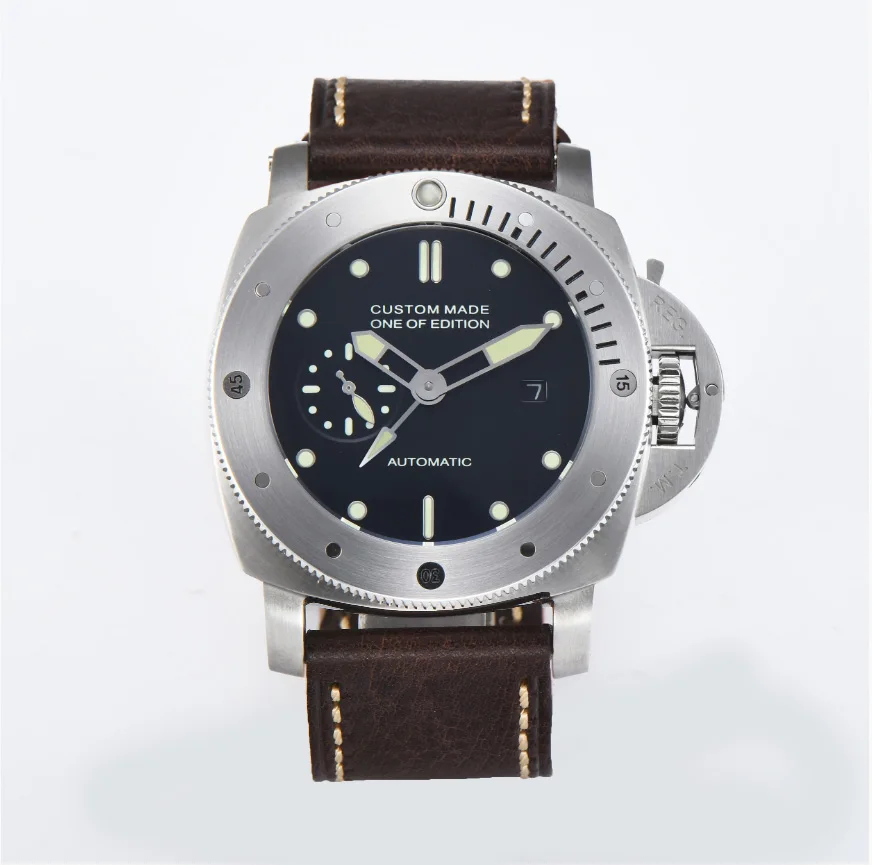 PARNIS 47 мм GMT автоматический ход для мужчин t нержавеющая сталь полированная мужские часы Высокое качество кожаный ремешок P-47-2
