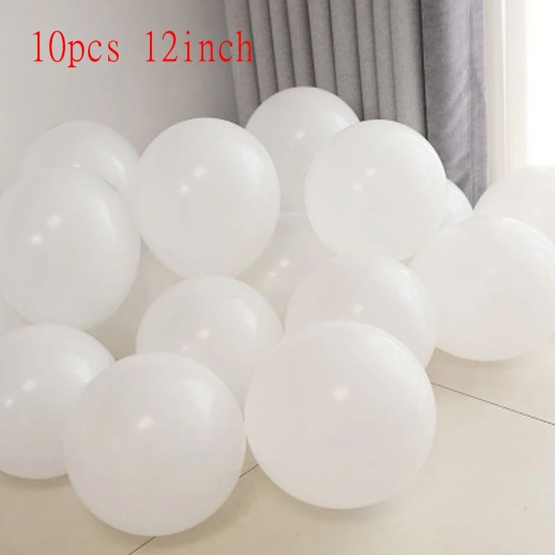 10pcs 12inch 30 шт. 5 ''белые круглые воздушные шары юбилей Свадебный шар Макарон балок Арка фон декорации для фотографии Baby Shower - Цвет: 10pcs 12inch