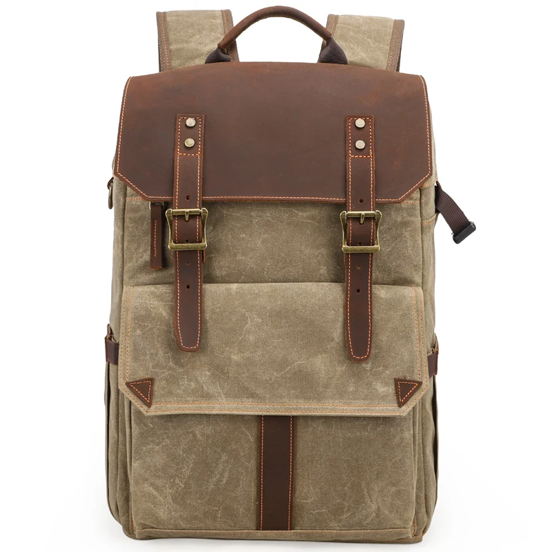 

Retro Batik Waterproof Canvas Large Capacity Camera Video Backpack Travel Casual Mens DSLR Photography Shoulders Bag Tripod Case