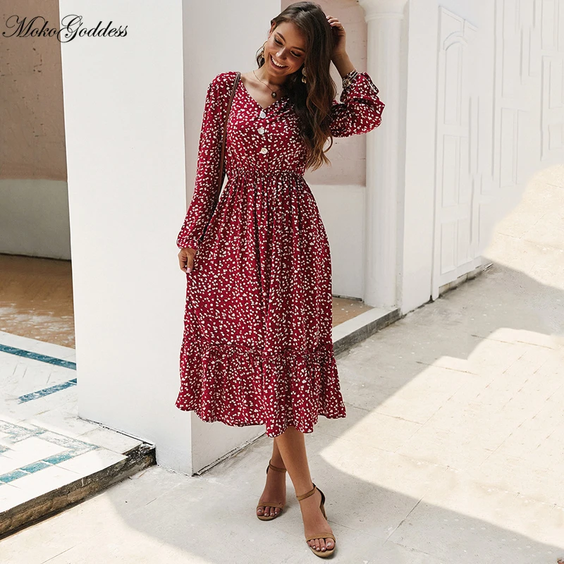 Женское платье с длинным рукавом Moko корейское Элегантное Длинное Платье