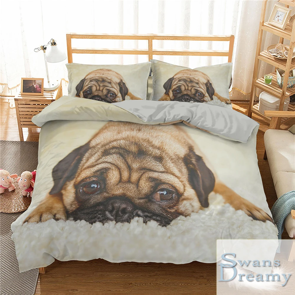 

Комплект постельного белья с милым животным, бульдогом, собакой, роскошное одеяло, пододеяльник для дома, взрослых, детей, двуспальная крова...
