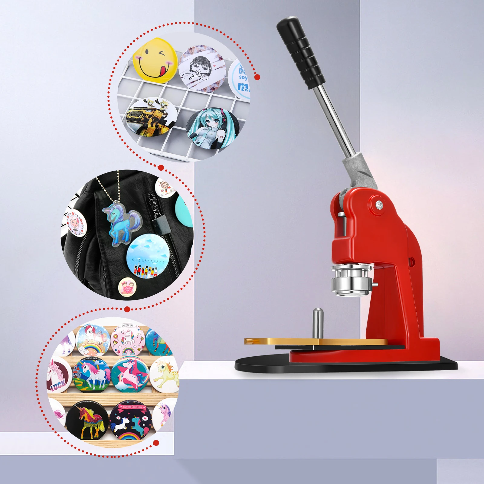 

Commerce Metal Button Makers 37mm DIY Round Pin Maker Kit Badge Punch Press Machine With 620Pcs Parts Cutter Kit