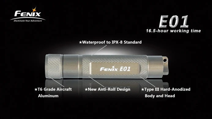 Fenix E01 светодиодный миниатюрный фонарик-брелок Золотой подарок фонарик на батарейках ААА фонарик