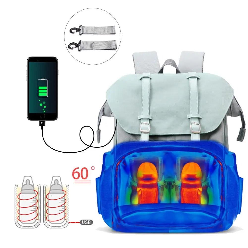 

Сумка для подгузников для новорожденных, Многофункциональный водонепроницаемый вместительный дорожный рюкзак с подогревом для бутылок с ...