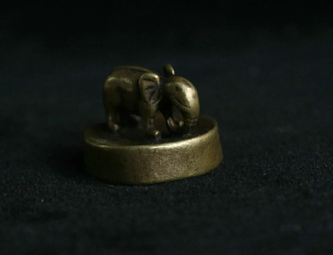 Китай Китайский Латунь Медь статуя слона династии императорская печать штамп с