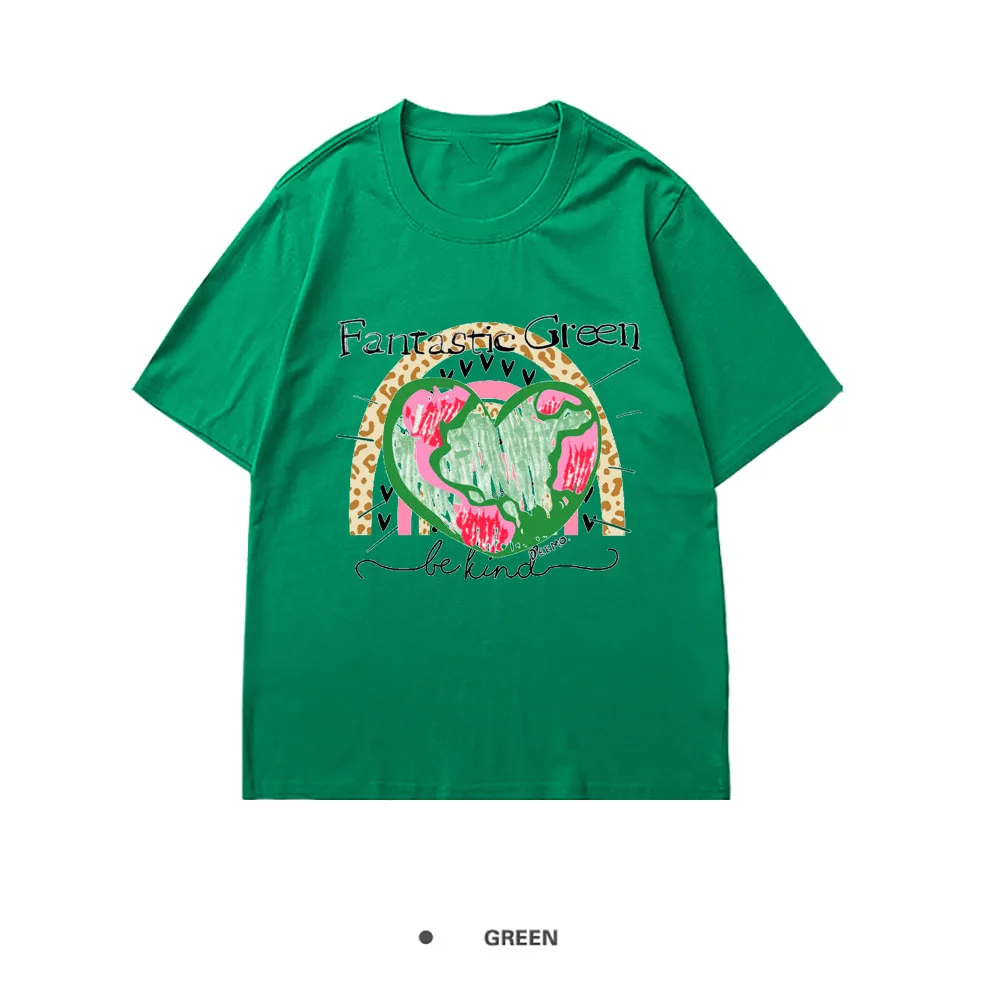 

Fantastic Green Print Women T Shirts 2021 Short Sleeve T Shirt Anime Summer Loose T-shirts Short Sleeve T-shirts For Woman
