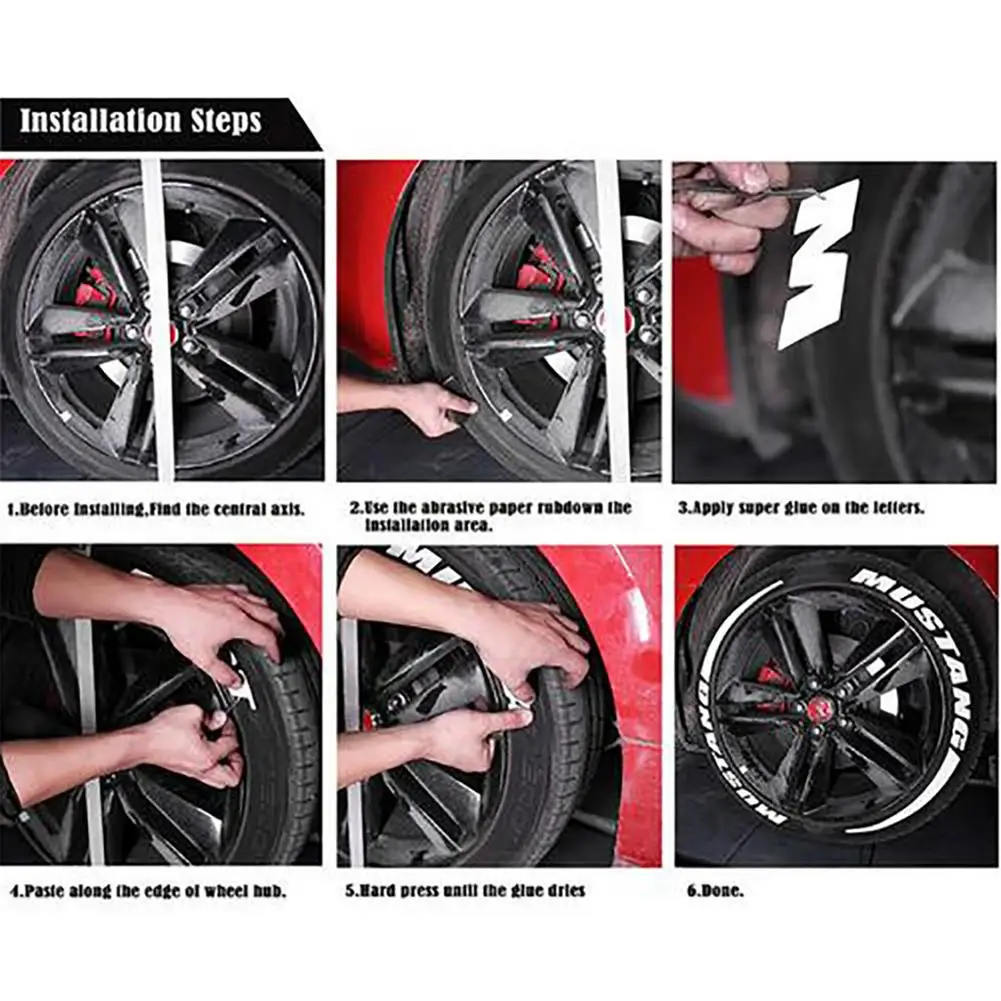 

Rubber Tire Letters Sticker Car Tire Wheel Sticker Universal 3D Logo Auto Motorcycle Tires Wheel Stickers Label Car Styling