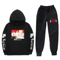 first new japanese anime tokyo revengers autumn winter 2 pieces sets products man casual soft loose hoodie sweatpants