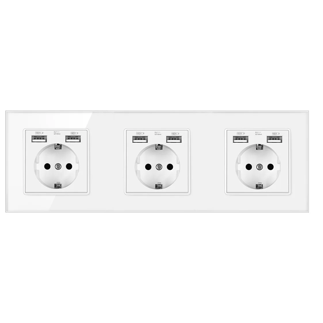 

Настенная розетка из закаленного стекла FRON 258*86 мм с Usb 5 в ма