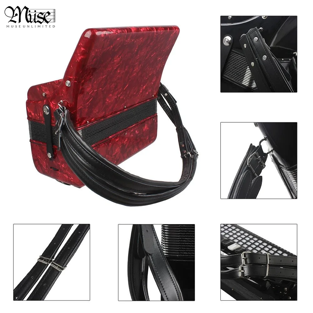 

One Pair Adjustable Synthetic Leather Accordion Shoulder Straps for 16-120 Bass Accordions