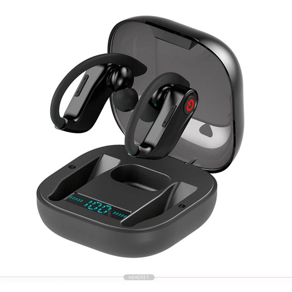 HBQ Q62 TWS Bluetooth наушники V5.0 настоящие Беспроводные наушники с Ушными крючками, стерео спортивные наушники с 950 мА · ч, чехол для зарядки