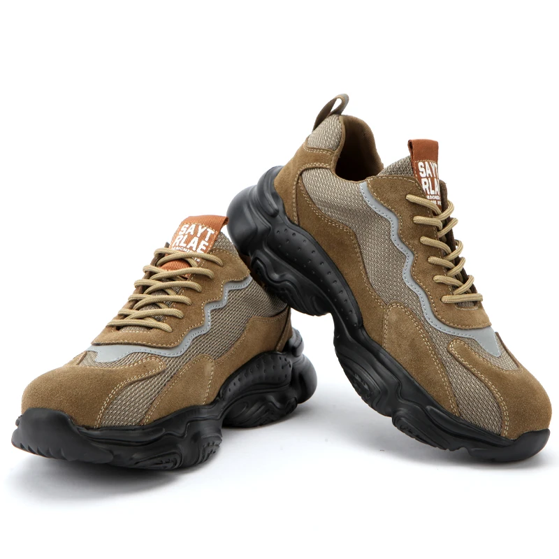 

Lightweight Men Safety Shoes Steel Toe Cap Work Shoes Puncture-Proof Security Work Sneakers Anti-smash Protective Shoes 2021