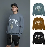 spring and autumn 2021 mens hoodie round neck leisure print pullover sweater knit sport loose long sleeve t shirt m xxxl