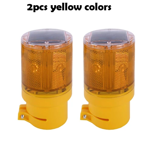 2pcs Yellow Color Предупреждение ющий светильник светодиодный сигнальный Маяк аварийный сигнал энергетическая лампа на солнечных батареях Светофорная башня Стробоскоп красный желтый аварийный светильник - Испускаемый цвет: 2pcs Yellow Color