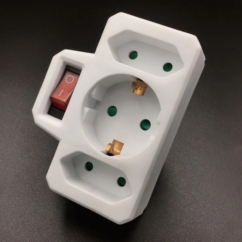 Штепсельная Вилка Европейского типа с 1 на 3 способами европейский стандартный