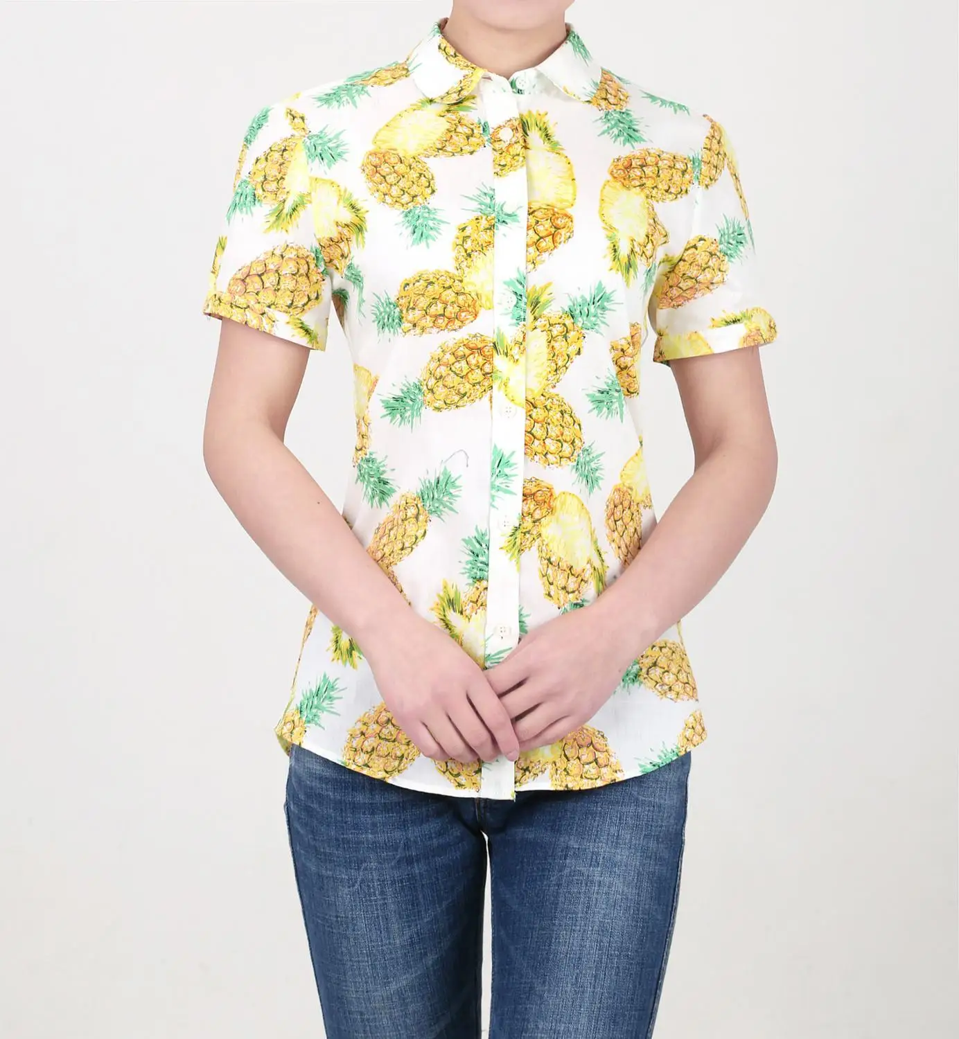 Dioufond хлопковая блузка с цветочным принтом женские рубашки коротким рукавом