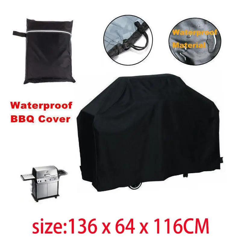 

Black Waterproof BBQ Cover Outdoor Barbeque Grill Protector Storage Party