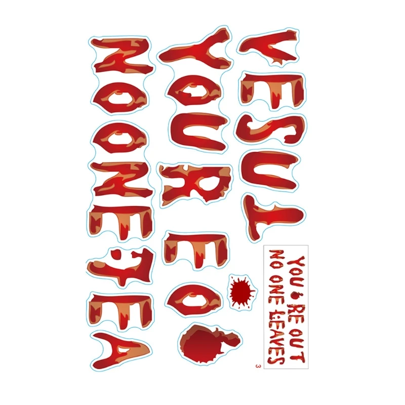 

1/10 Sheets Halloween Bloody Handprint Stickers Floor Clings Horror Skull Letters Window Wall Decals House Holiday Party Decor