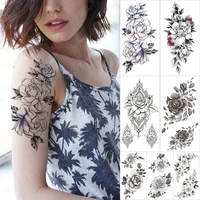 waterproof temporary sleeve tatooo stickers simplicity line rose jasmine lily transferable tattoos body art fake tatoo women