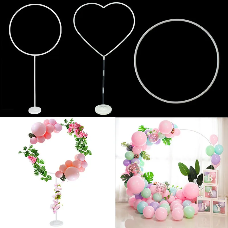 

DIY Balloon Circle Garland Arch Heart Frame Stand Loop Plastic Flowers Wreath Balloon Hoop Ring Holder for Birthday Party Decor