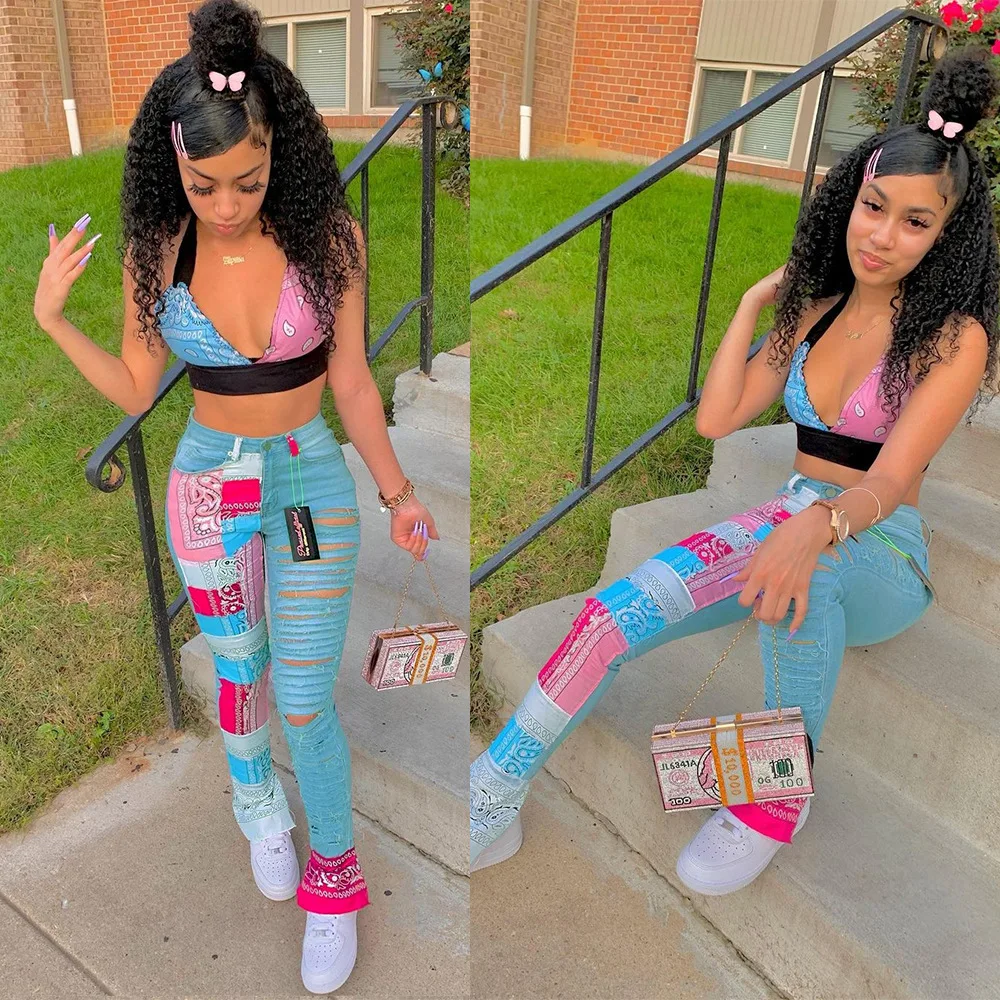 

Colorful Print Trendy Chic Party And Club High Street Fashion Trousers Women High Waist Pants K-Pop Style Dance Vintage Leggings