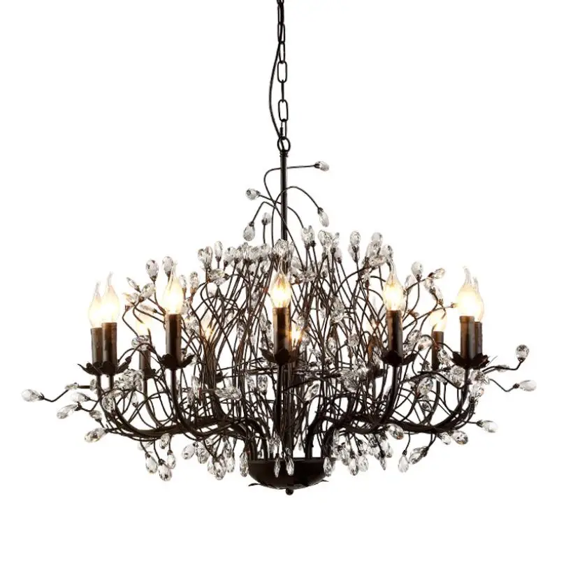 Французский кантри Хрустальная Подвесная лампа современный магазин одежды