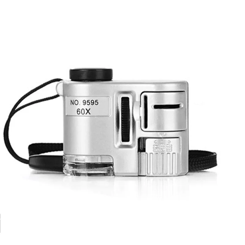 Портативный микроскоп увеличительное стекло 60 раз со светодиодной лампой