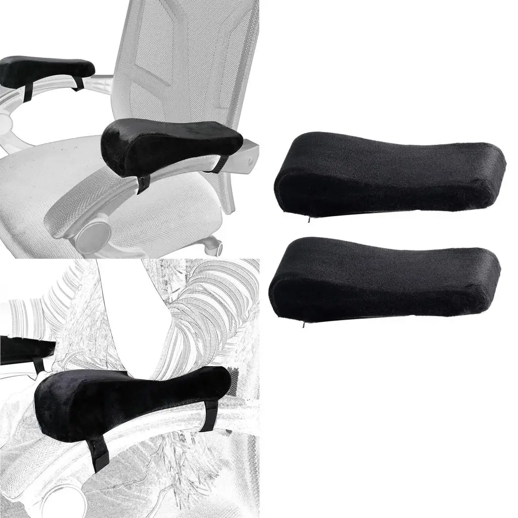 

2PC Memory Foam Armrest Cushion Pad Office Home Chair Elbow Support Pillow Cover