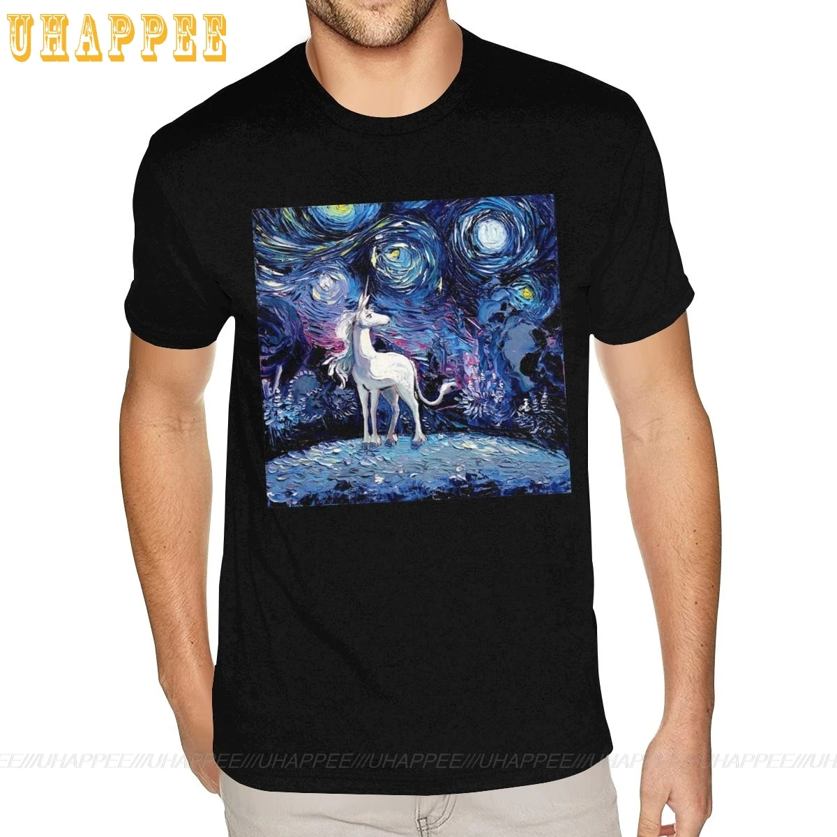 Мужские футболки большого размера с принтом в виде единорога звездной ночи |