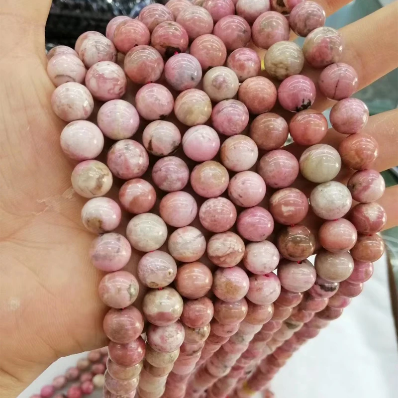 

Genuine Natural Rhodonite Stone Beads Round Loose Beads For Jewelry Making 15 Inches Strand 4 6 8 10 12MM Pick Size Diy Bracelet