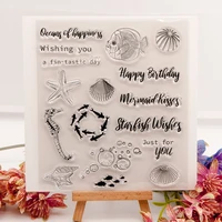 stamps and die marine life transparent stamp clear rubber stamp scrapbook paper craft knife mould blade punch stencils dies