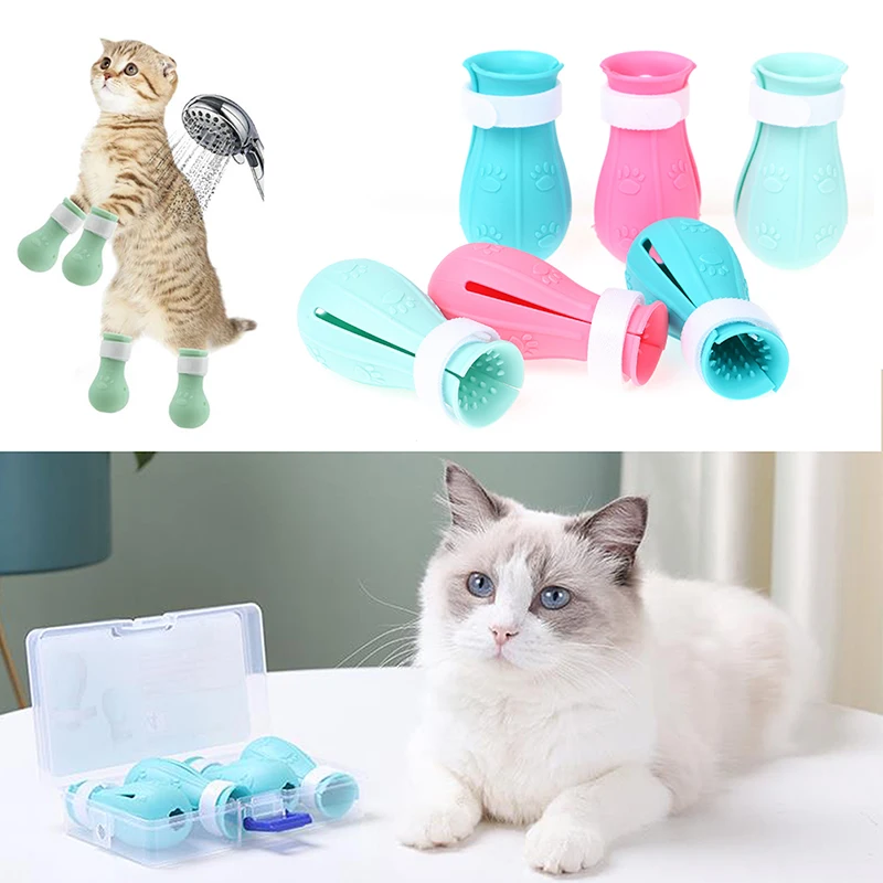 

Силиконовые принадлежности для ухода за кошками, обувь для защиты от царапин для кошек, регулируемая детская защита для ванной
