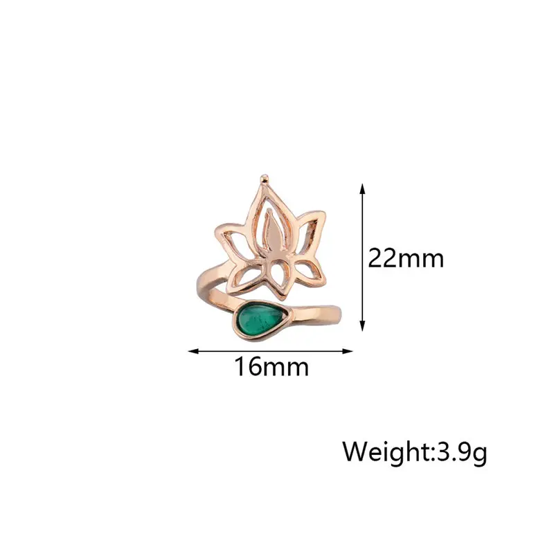 Богемное винтажное античное Золотое пляжное кольцо Lotus Gem резное этническое