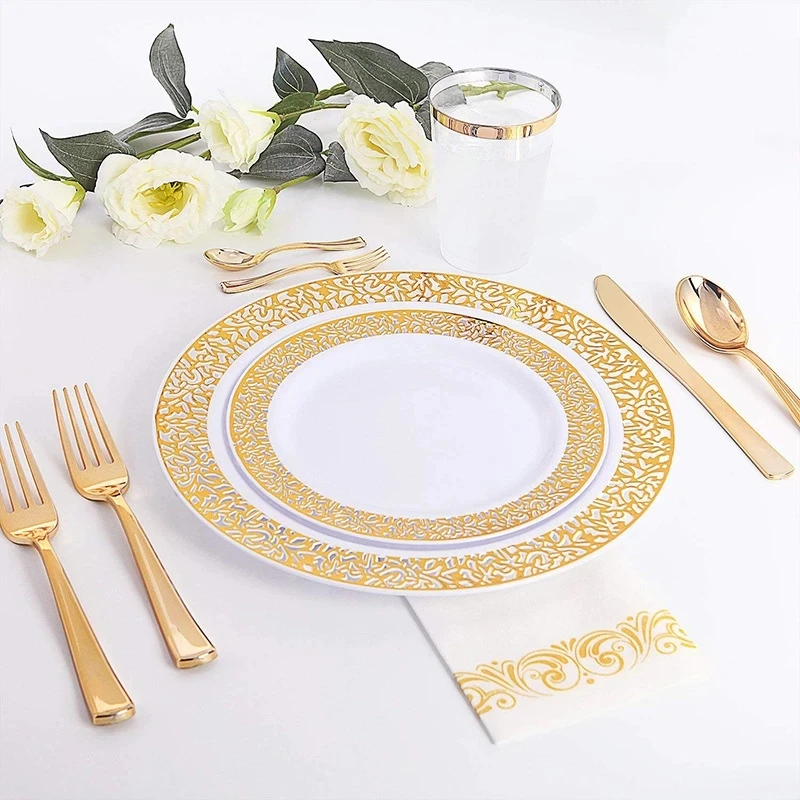 

Gold Star Disposable Paper Plates Cups Straw and napkins Tableware Sets for Adult Kids Birthday Party Supplies Gold Theme