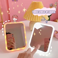 wg kawaii makeup mirror with lamp japanese cute desktop led large dressing mirror folding portable makeup mirror